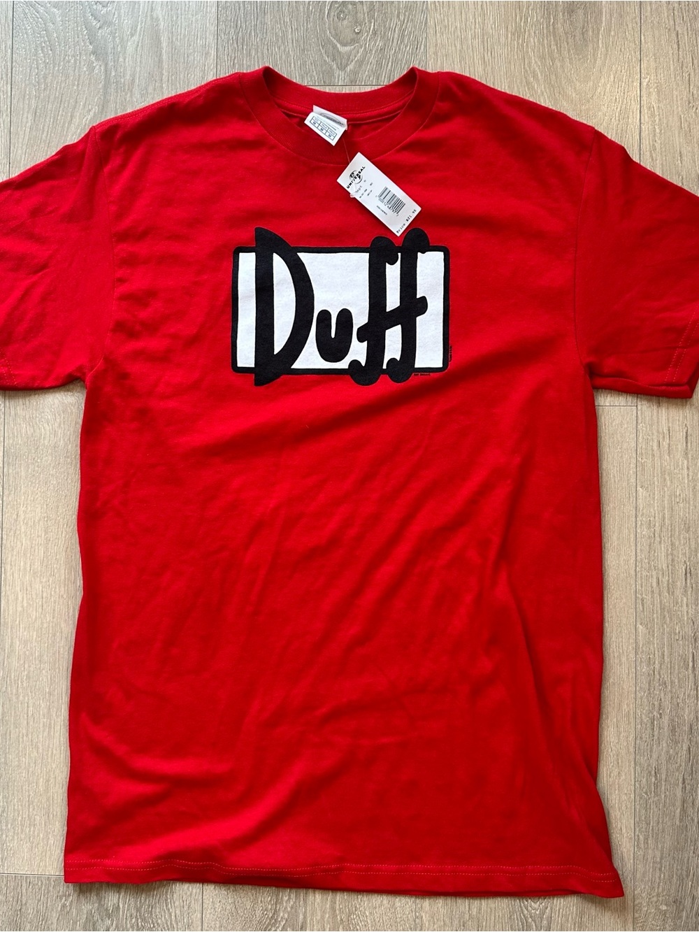 NWT Vintage Universal Studios The Simpsons Red Duff Short Sleeve Shirt Size M